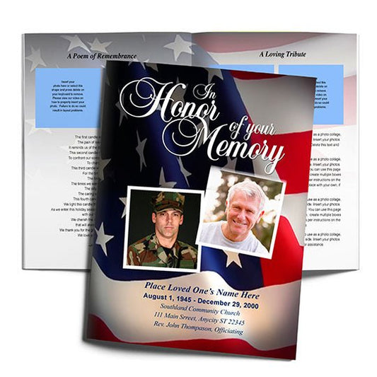 US Flag Large Funeral Booklet Template - The Funeral Program Site