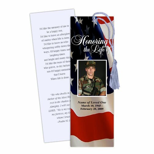 US Flag Memorial Bookmark Template - The Funeral Program Site