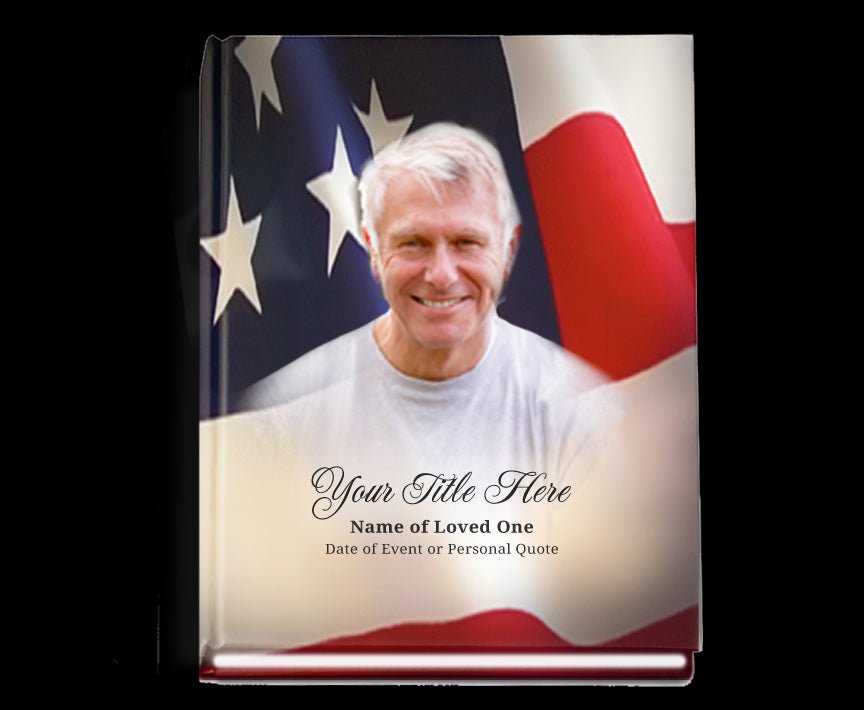 US Flag Perfect Bind Memorial Funeral Guest Book - The Funeral Program Site