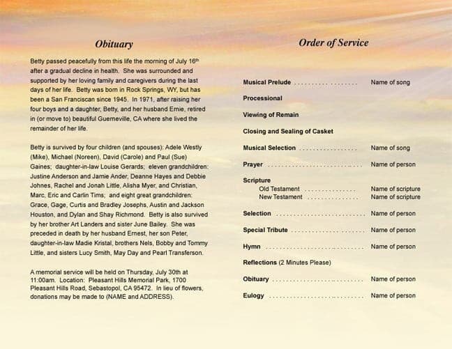 Valley Funeral Program Template - The Funeral Program Site