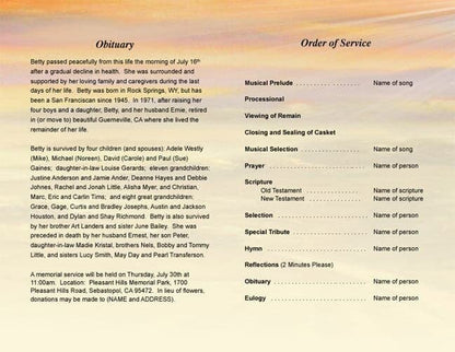 Valley Funeral Program Template - The Funeral Program Site