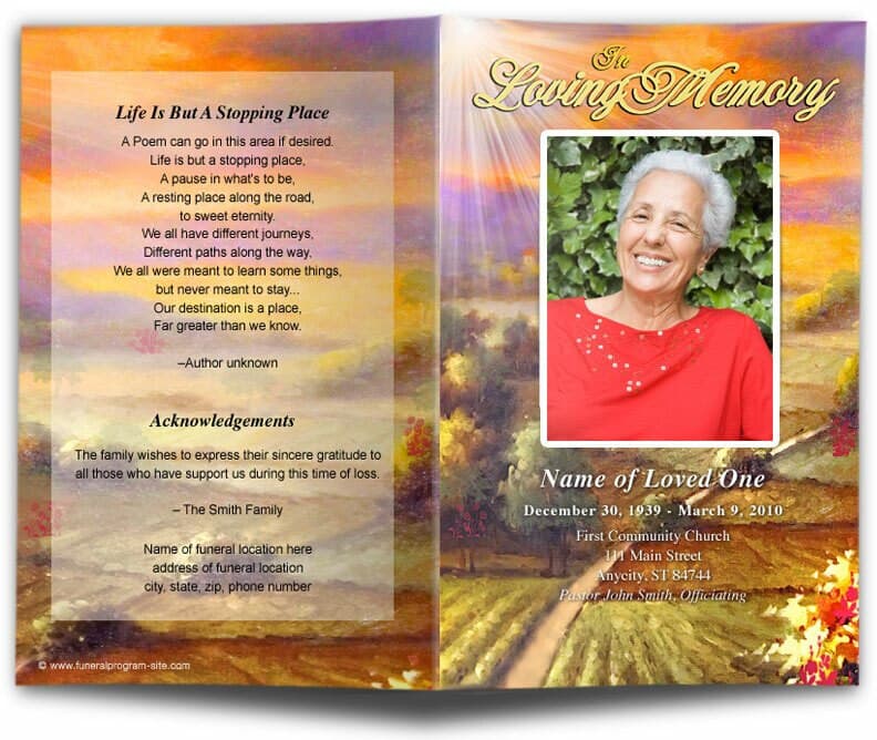 Valley Funeral Program Template - The Funeral Program Site