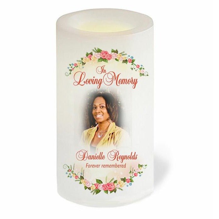 Victoria Flameless LED Personalized Memorial Candle - The Funeral Program Site