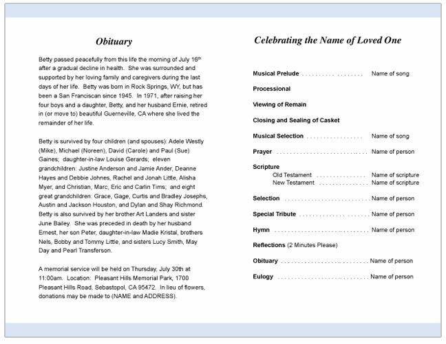 Victoria Funeral Program Template - The Funeral Program Site