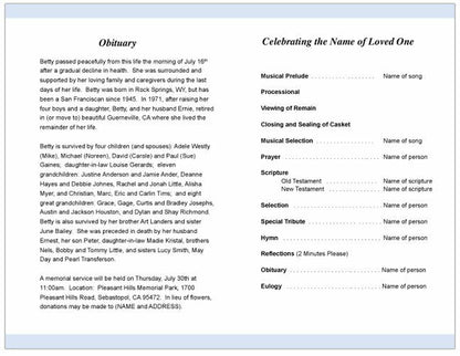 Victoria Funeral Program Template - The Funeral Program Site