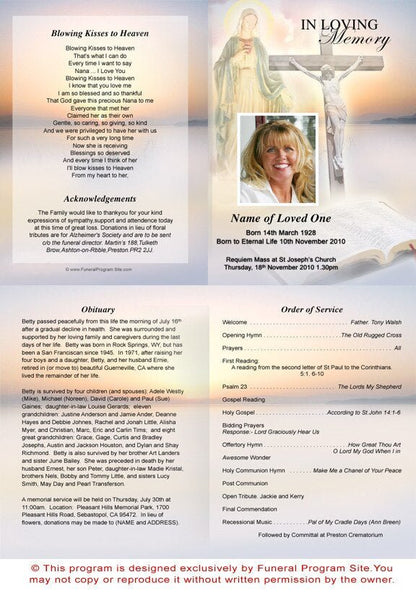 Vision A4 Funeral Order of Service Template - The Funeral Program Site