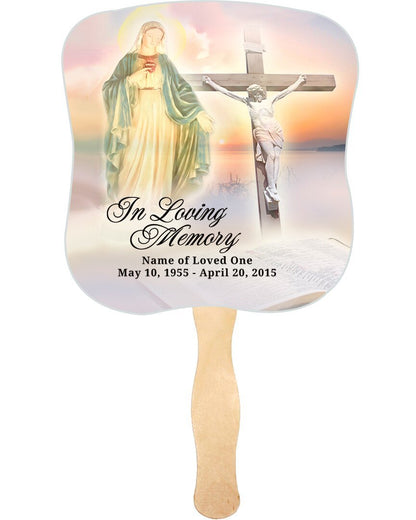 Vision Cardstock Memorial Fan With Wooden Handle (Pack of 10) - The Funeral Program Site