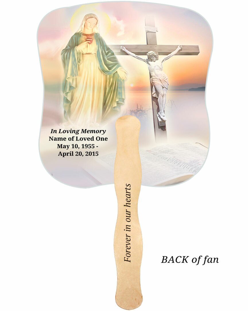 Vision Cardstock Memorial Fan With Wooden Handle (Pack of 10) - The Funeral Program Site