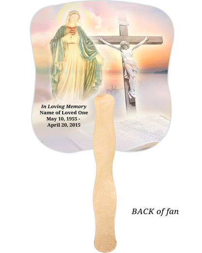 Vision Cardstock Memorial Fan With Wooden Handle (Pack of 10) - The Funeral Program Site