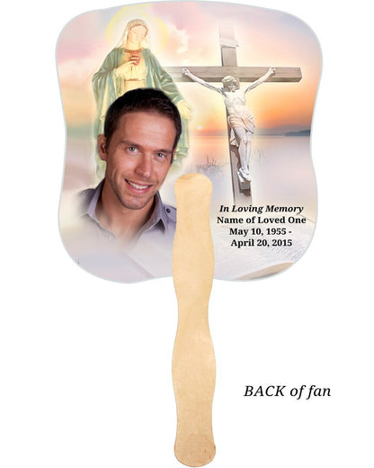 Vision Cardstock Memorial Fan With Wooden Handle (Pack of 10) - The Funeral Program Site