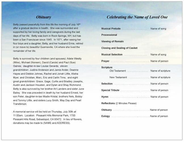 Voyage Funeral Program Template - The Funeral Program Site