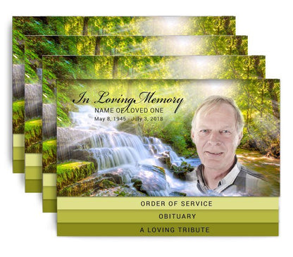 Waterfall 8 - Sided Graduated Bottom Program Design & Print (Pack of 50) - The Funeral Program Site