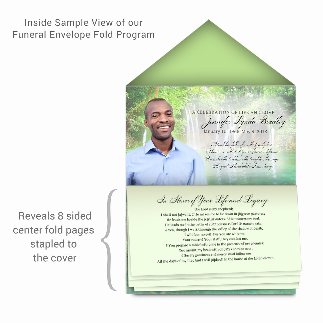 Waterfall Envelope Fold Program Done For You Design & Print (Pack of 50) - The Funeral Program Site