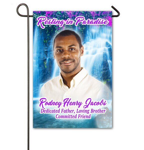 Waterfall Personalized Memorial Garden Flag - The Funeral Program Site