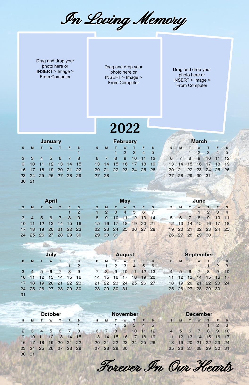 Waterscape Memorial Calendars Template Google Docs - The Funeral Program Site