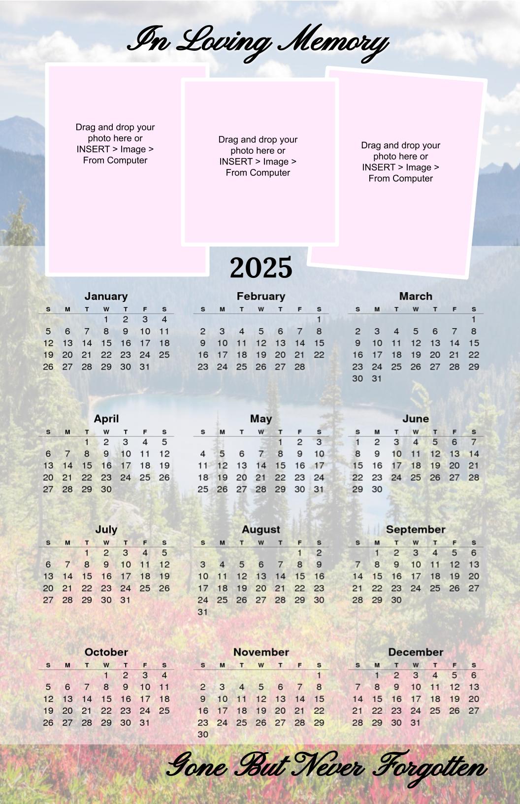 Waterscape Memorial Calendars Template Google Docs - The Funeral Program Site