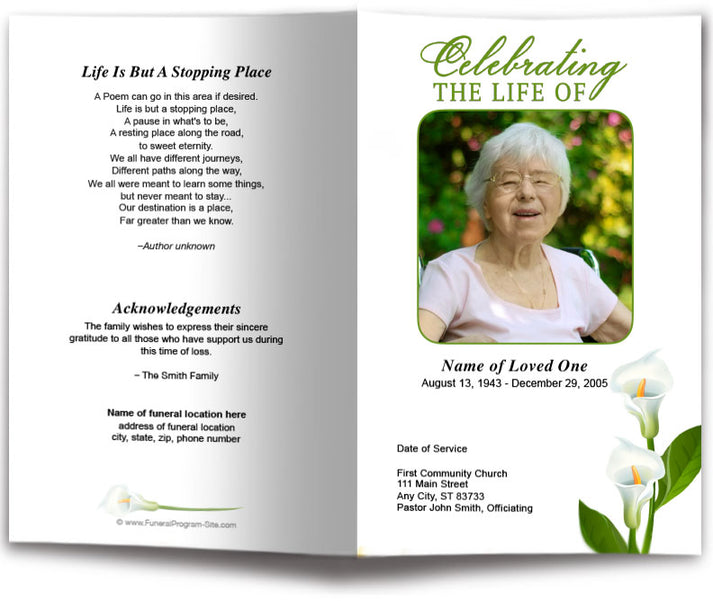 White Lily Funeral Program Template – The Funeral Program Site
