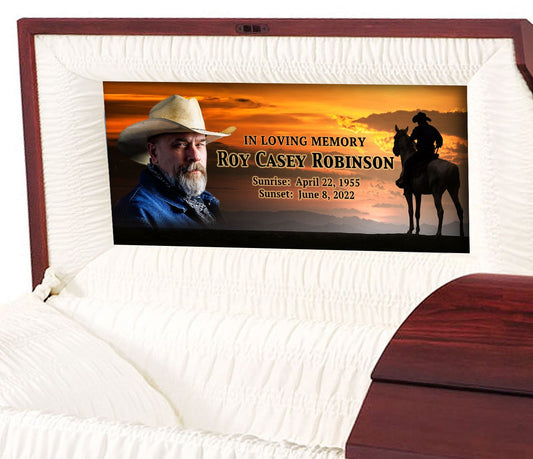 Western Cowboy Custom Casket Panel Insert - The Funeral Program Site