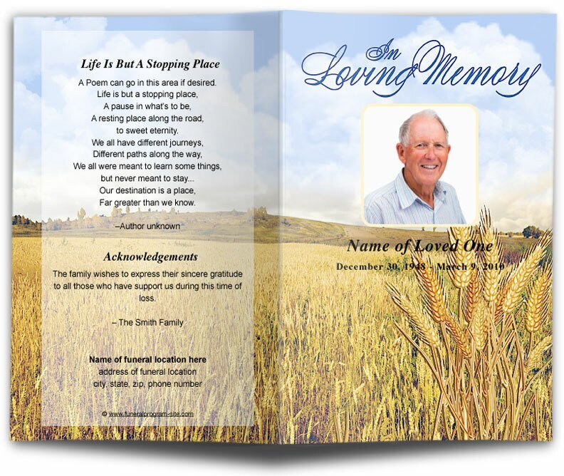 Wheat Funeral Program Template - The Funeral Program Site