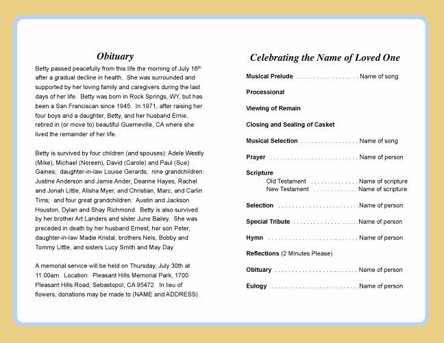 Wheat Funeral Program Template - The Funeral Program Site