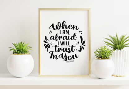 When I Am Afraid Bible Verse Word Art - The Funeral Program Site