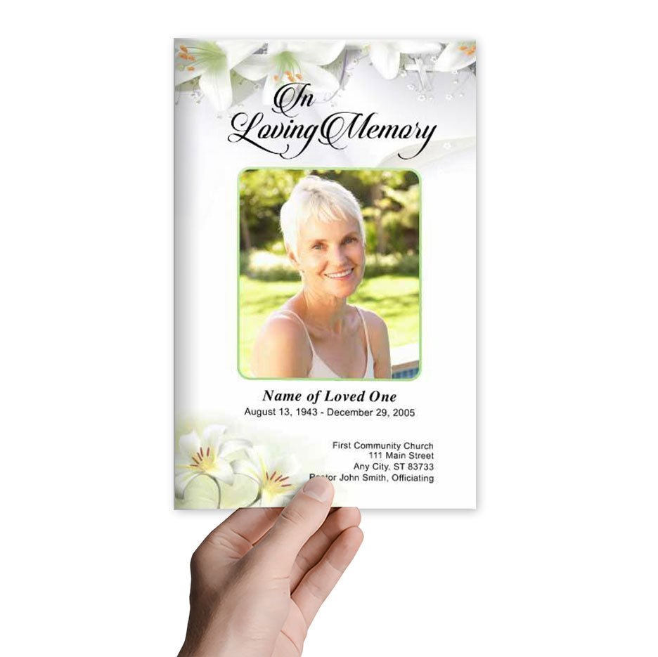 White Lilies Funeral Program Template - The Funeral Program Site