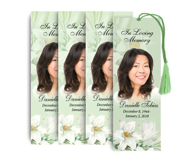 White Lilies Memorial Bookmark Done For You Design & Print (Pack of 50) - The Funeral Program Site