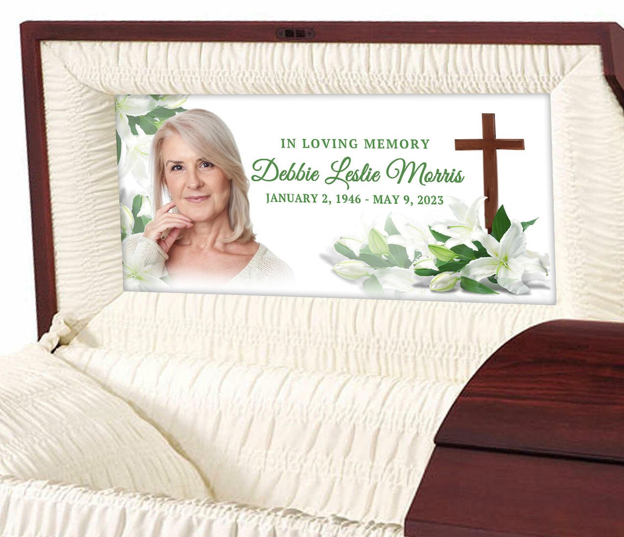 White Lily Cross Casket Panel Insert - The Funeral Program Site