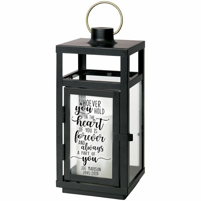 Whoever You Hold In Your Heart Black Lantern With LED Candle - The Funeral Program Site