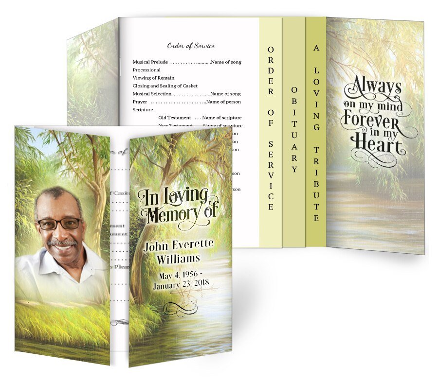 Willow Gatefold - Graduated Combo Funeral Program Design & Print (Pack of 50) - The Funeral Program Site