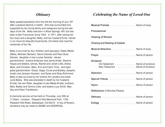 Window Funeral Program Template - The Funeral Program Site