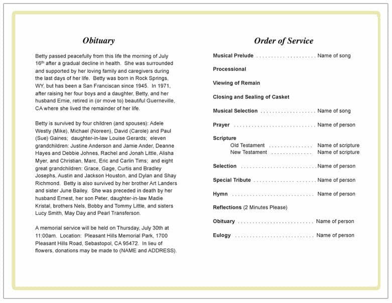 Windsor Funeral Program Template - The Funeral Program Site