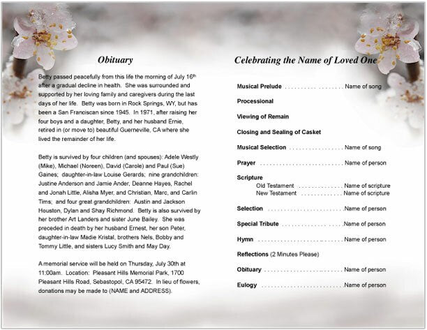 Winter Funeral Program Template - The Funeral Program Site