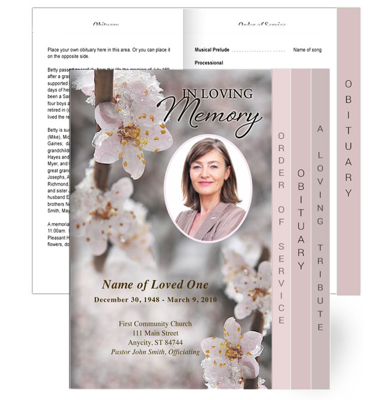 Winter 8-Sided Graduated Funeral Program Template – The Funeral Program ...