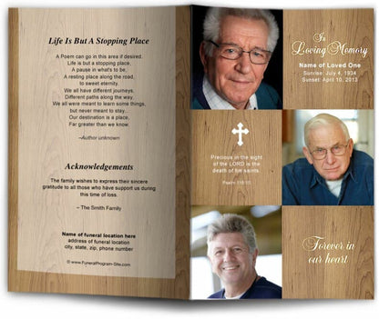 Wooden Funeral Program Template - The Funeral Program Site