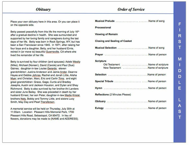 Worship 4 - Sided Graduated Funeral Program Template - The Funeral Program Site