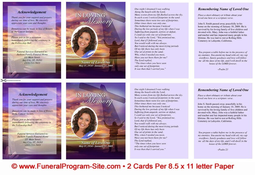 Worship Small Memorial Card Template - The Funeral Program Site